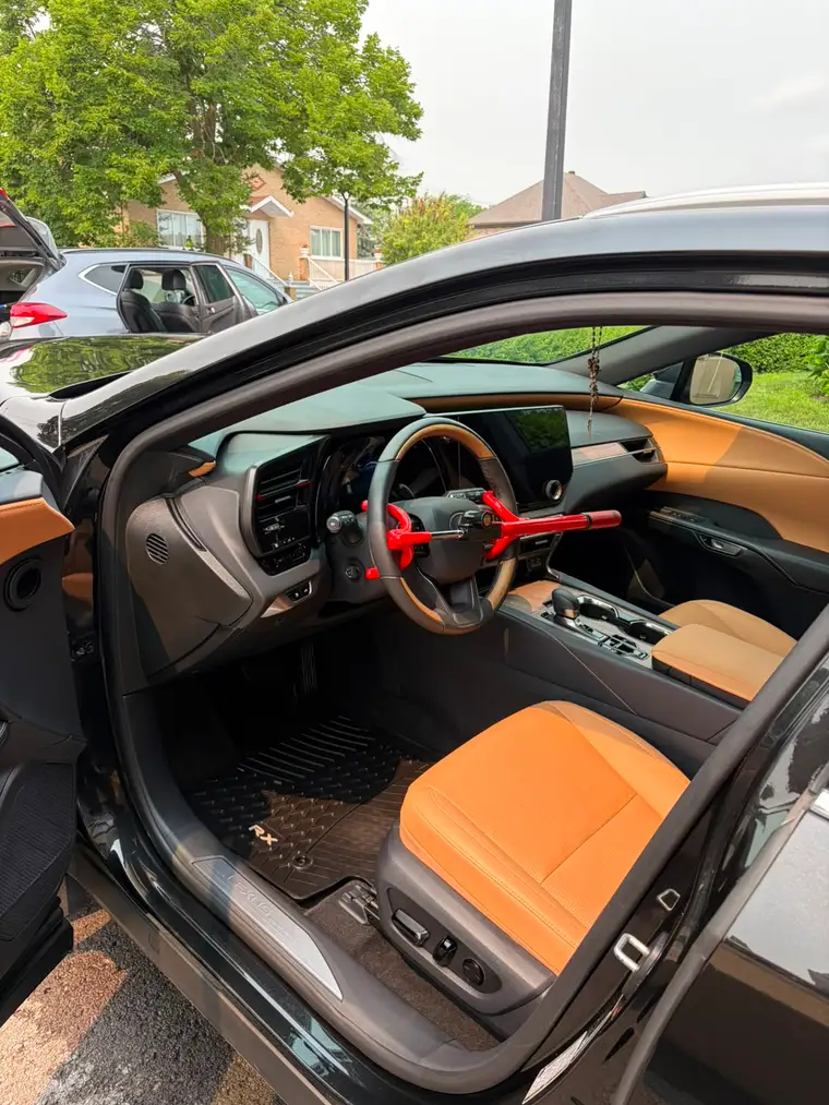 Lexus RX interior with cognac leather seats cleaned and conditioned